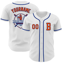 Load image into Gallery viewer, Custom White Orange-Royal Authentic Baseball Jersey