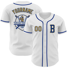Load image into Gallery viewer, Custom White Old Gold-Royal Authentic Baseball Jersey