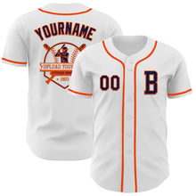 Load image into Gallery viewer, Custom White Navy-Orange Authentic Baseball Jersey