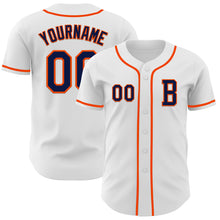 Load image into Gallery viewer, Custom White Navy-Orange Authentic Baseball Jersey