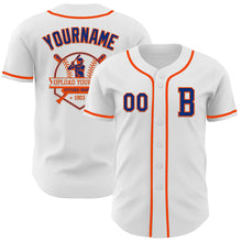 Load image into Gallery viewer, Custom White Royal-Orange Authentic Baseball Jersey