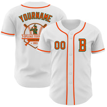 Load image into Gallery viewer, Custom White Orange-Kelly Green Authentic Baseball Jersey