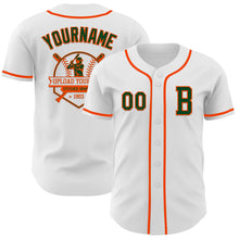 Load image into Gallery viewer, Custom White Green-Orange Authentic Baseball Jersey
