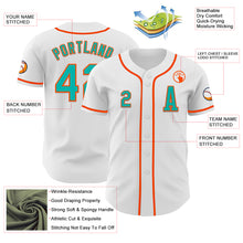 Load image into Gallery viewer, Custom White Aqua-Orange Authentic Baseball Jersey