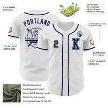 Load image into Gallery viewer, Custom White Navy Authentic Baseball Jersey