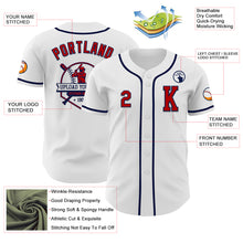 Load image into Gallery viewer, Custom White Red-Navy Authentic Baseball Jersey