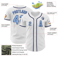 Load image into Gallery viewer, Custom White Light Blue-Navy Authentic Baseball Jersey