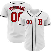 Load image into Gallery viewer, Custom White Red-Black Authentic Baseball Jersey