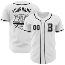 Load image into Gallery viewer, Custom White Black Authentic Baseball Jersey