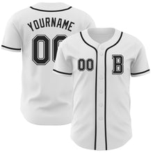 Load image into Gallery viewer, Custom White Black Authentic Baseball Jersey
