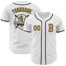 Load image into Gallery viewer, Custom White Old Gold-Black Authentic Baseball Jersey