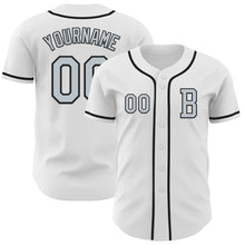 Load image into Gallery viewer, Custom White Silver-Black Authentic Baseball Jersey
