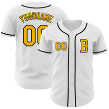 Load image into Gallery viewer, Custom White Gold-Black Authentic Baseball Jersey