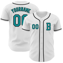 Load image into Gallery viewer, Custom White Teal-Black Authentic Baseball Jersey