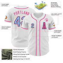 Load image into Gallery viewer, Custom White Light Blue Black-Pink Authentic Baseball Jersey