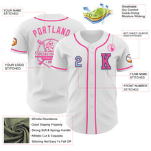 Load image into Gallery viewer, Custom White Light Blue Black-Pink Authentic Baseball Jersey