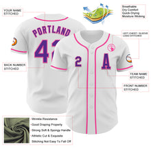 Load image into Gallery viewer, Custom White Purple-Pink Authentic Baseball Jersey