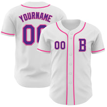 Load image into Gallery viewer, Custom White Purple-Pink Authentic Baseball Jersey