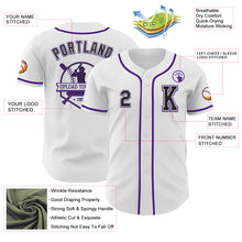 Load image into Gallery viewer, Custom White Black-Purple Authentic Baseball Jersey
