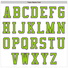 Load image into Gallery viewer, Custom White Neon Green-Purple Authentic Baseball Jersey