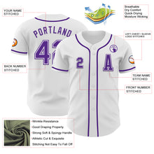 Load image into Gallery viewer, Custom White Purple Authentic Baseball Jersey