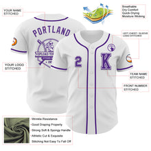 Load image into Gallery viewer, Custom White Purple Authentic Baseball Jersey