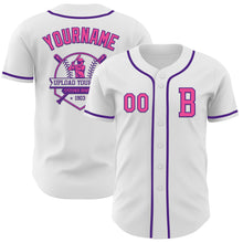 Load image into Gallery viewer, Custom White Pink-Purple Authentic Baseball Jersey