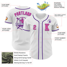 Load image into Gallery viewer, Custom White Pink-Purple Authentic Baseball Jersey
