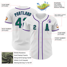 Load image into Gallery viewer, Custom White Kelly Green-Purple Authentic Baseball Jersey