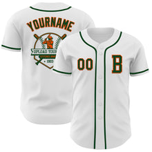 Load image into Gallery viewer, Custom White Green-Orange Authentic Baseball Jersey