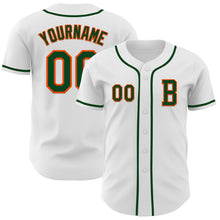 Load image into Gallery viewer, Custom White Green-Orange Authentic Baseball Jersey