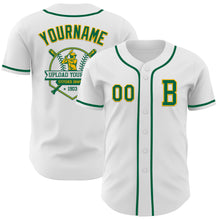 Load image into Gallery viewer, Custom White Kelly Green-Gold Authentic Baseball Jersey