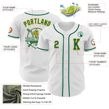 Load image into Gallery viewer, Custom White Kelly Green-Gold Authentic Baseball Jersey