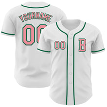 Load image into Gallery viewer, Custom White Medium Pink-Kelly Green Authentic Baseball Jersey
