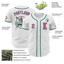 Load image into Gallery viewer, Custom White Pink-Kelly Green Authentic Baseball Jersey