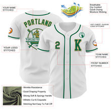 Load image into Gallery viewer, Custom White Kelly Green-Old Gold Authentic Baseball Jersey
