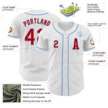 Load image into Gallery viewer, Custom White Red-Light Blue Authentic Baseball Jersey