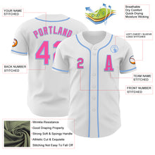 Load image into Gallery viewer, Custom White Pink-Light Blue Authentic Baseball Jersey