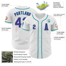Load image into Gallery viewer, Custom White Purple-Teal Authentic Baseball Jersey