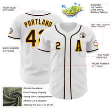 Load image into Gallery viewer, Custom White Brown-Gold Authentic Baseball Jersey
