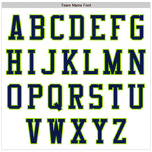 Load image into Gallery viewer, Custom White Navy-Neon Green Authentic Baseball Jersey