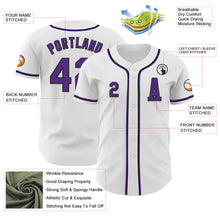 Load image into Gallery viewer, Custom White Purple-Black Authentic Baseball Jersey