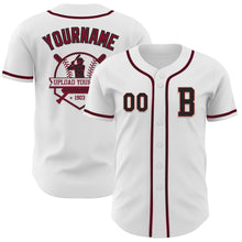 Load image into Gallery viewer, Custom White Black Crimson-Cream Authentic Baseball Jersey