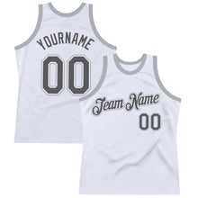 Load image into Gallery viewer, Custom White Steel Gray-Gray Authentic Throwback Basketball Jersey