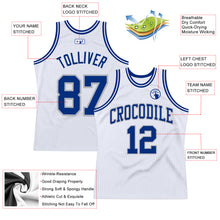 Load image into Gallery viewer, Custom White Royal-Gray Authentic Throwback Basketball Jersey