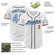 Load image into Gallery viewer, Custom White Light Blue Black-Red Authentic Baseball Jersey