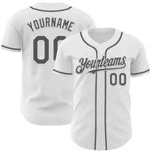 Load image into Gallery viewer, Custom White Steel Gray Authentic Baseball Jersey