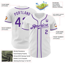 Load image into Gallery viewer, Custom White Purple Authentic Baseball Jersey