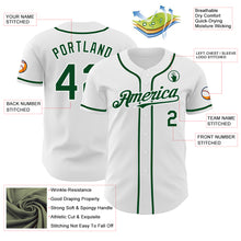 Load image into Gallery viewer, Custom White Green Authentic Baseball Jersey