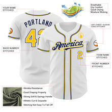 Load image into Gallery viewer, Custom White Yellow-Navy Authentic Baseball Jersey